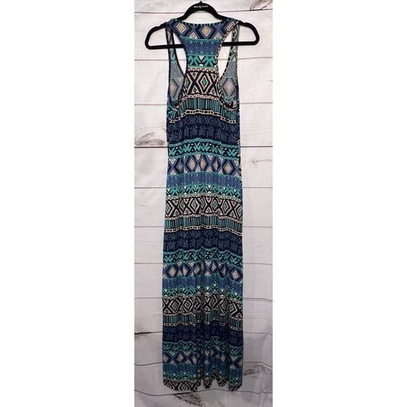 Tori Richard Women's Blue Sleeveless Maxi Dress Size M Batik Diamond Print Beach - Picture 4 of 5